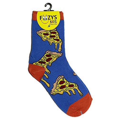 Foozys Kids Boys Fun (Pizza) - Crazy Funny Cool Colorful Crew Socks