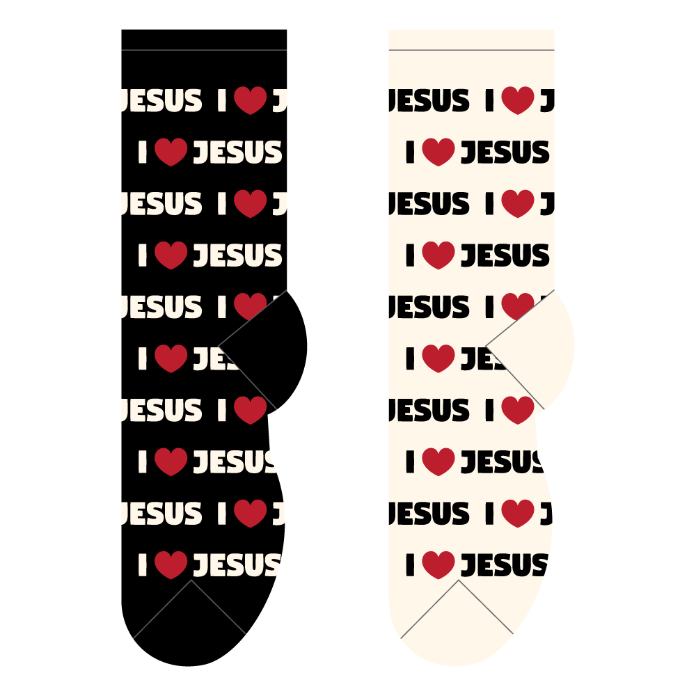 Foozys Women’s Small/Medium Novelty Crew Socks | I Love Jesus