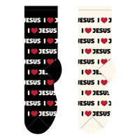 Foozys Women’s Small/Medium Novelty Crew Socks | I Love Jesus