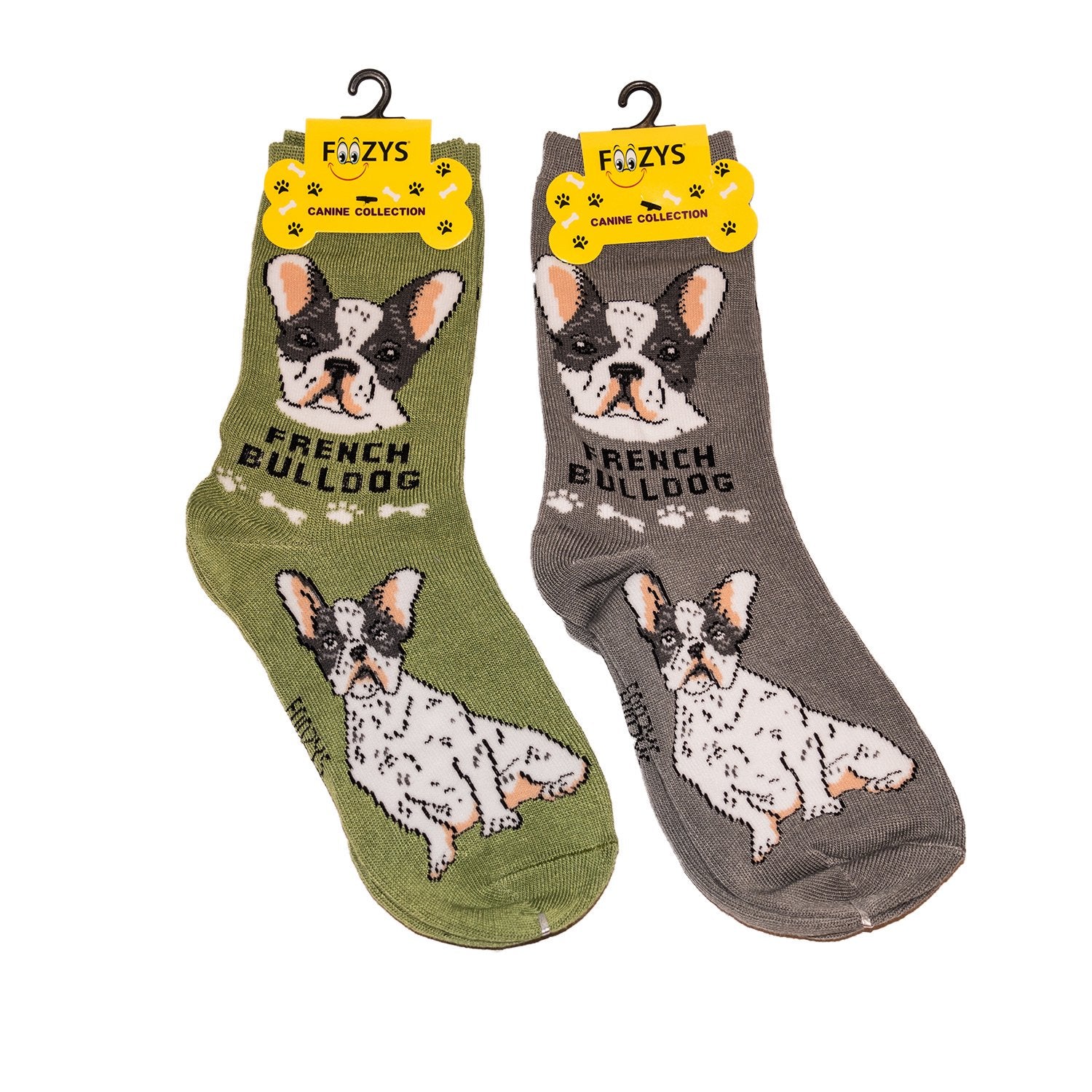 Foozys Unisex Crew Socks Canine Collection (French Bulldog)