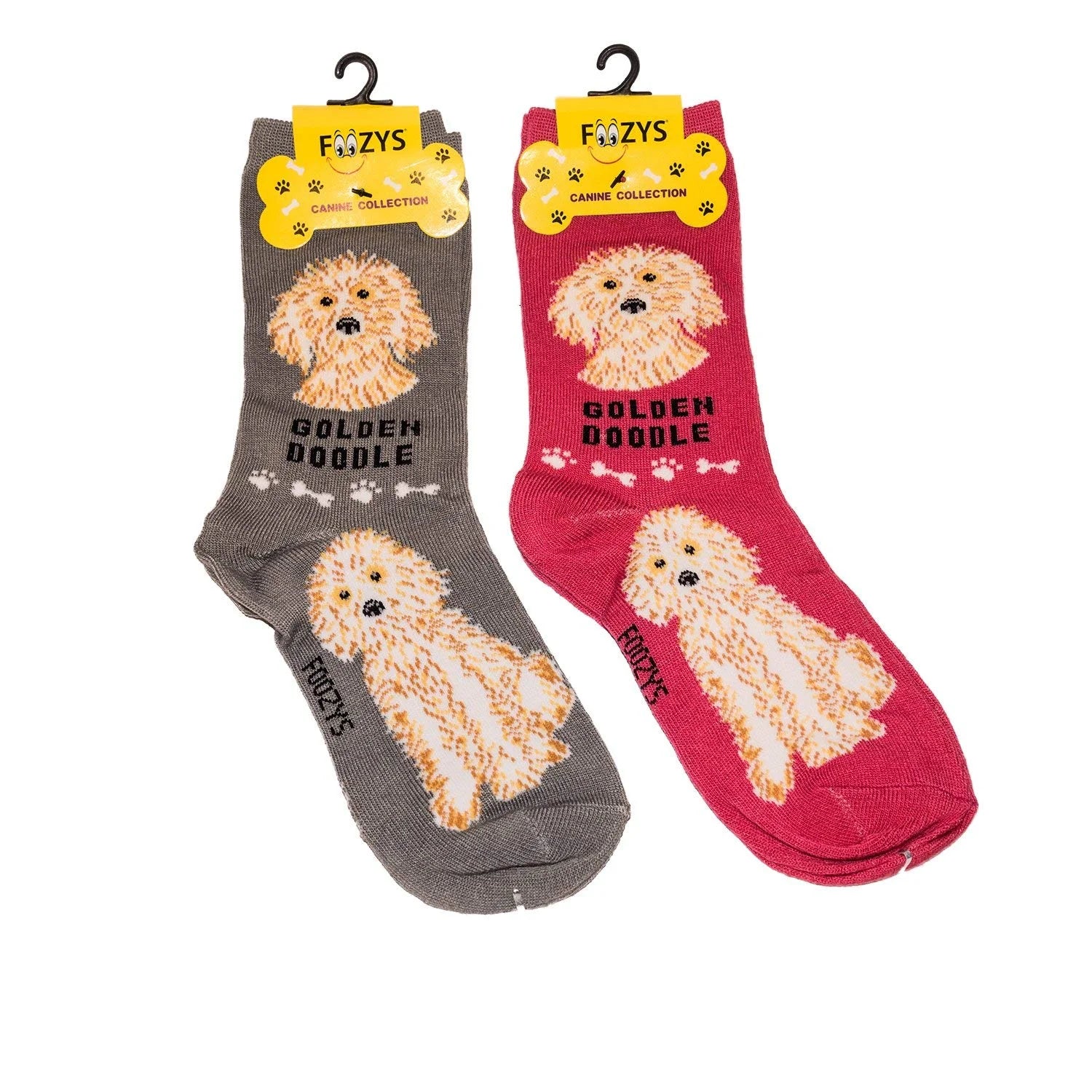 Foozys Unisex Crew Socks Canine Collection (Golden Doodle)