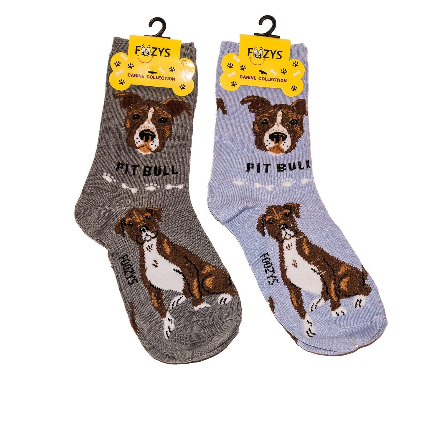 Foozys Unisex Crew Socks Canine Collection (Pit Bull)