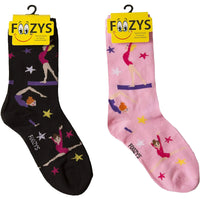 Foozys Women Crew Socks | Gymnastics Cool Sports Novelty Socks