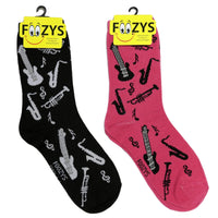 Foozys Women’s Crew Socks | Fun Instruments Musical Notes Socks