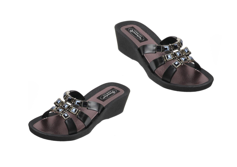 Grandco Sandals - Onyx Wedge Slide, Black