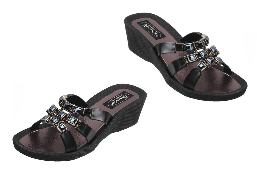 Grandco Sandals - Onyx Wedge Slide, Black