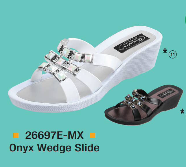 Grandco Sandals - Onyx Wedge Slide, White