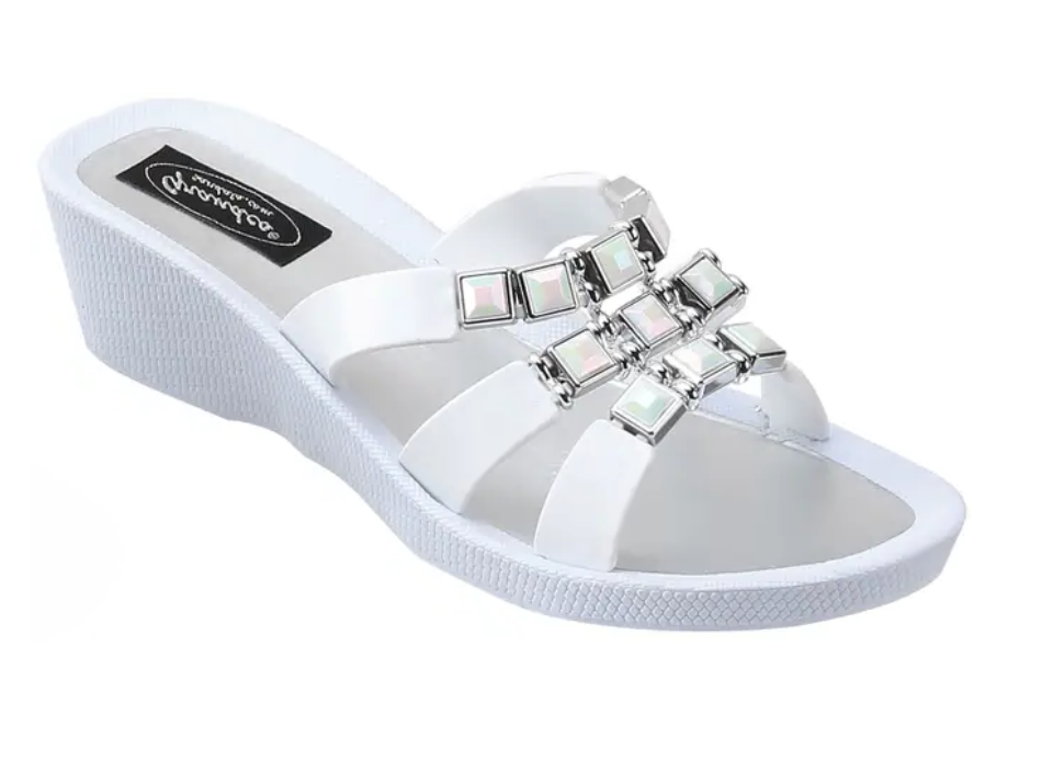 Grandco Sandals - Onyx Wedge Slide, White