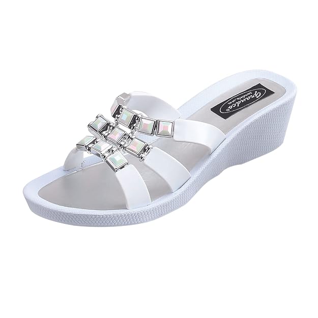 Grandco Sandals - Onyx Wedge Slide, White
