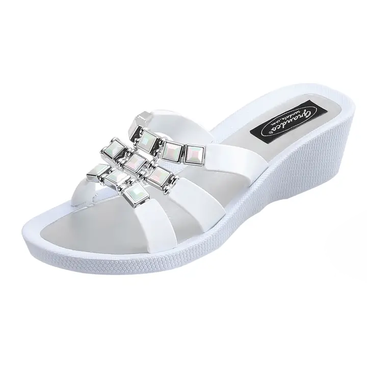Grandco Sandals - Onyx Wedge Slide, White