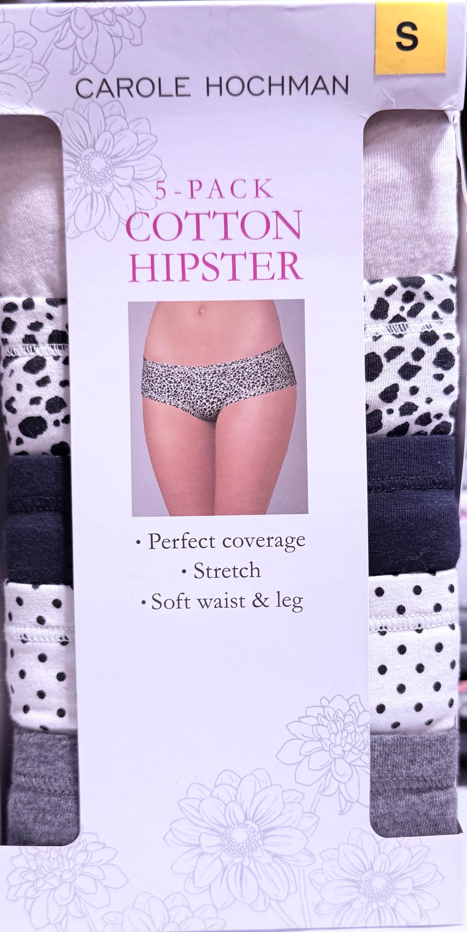 Carole Hochman Cotton Hipster Underwear, Assorted Colors (5-Pack)