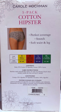 Carole Hochman Cotton Hipster Underwear, Assorted Colors (5-Pack)
