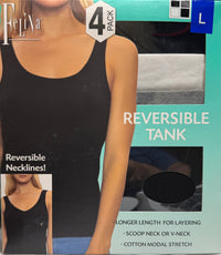 Felina Reversible Cotton Womens Tank Top | (4-Pack)