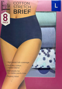 Felina Ladies' Cotton Stretch Brief, Assorted Colors (8-pack)