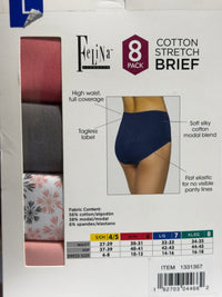 Felina Ladies' Cotton Stretch Brief, Assorted Colors (8-pack)