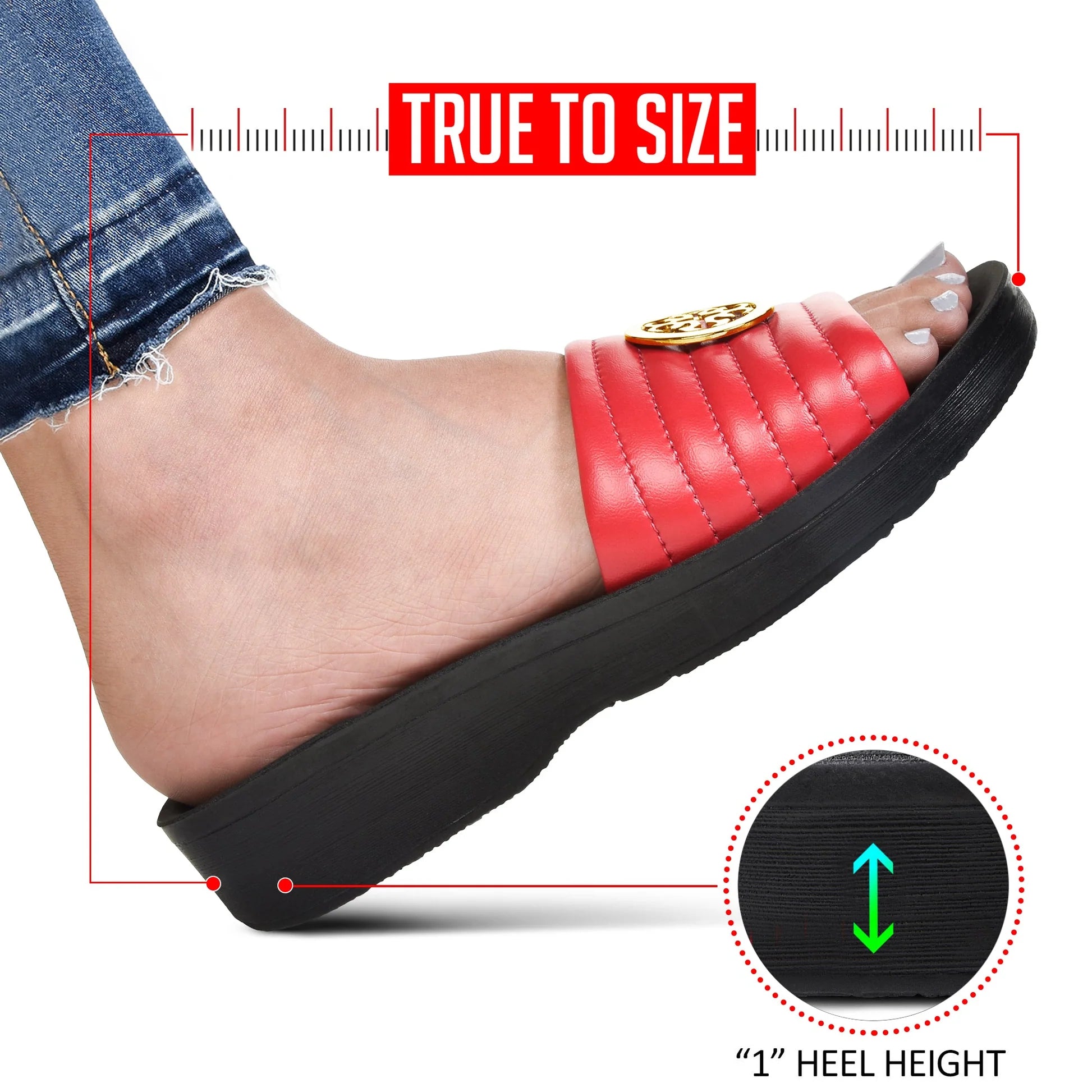 Aerothotic - Orthopedic Casual Slides For Women, OTIS - Red (L0353)