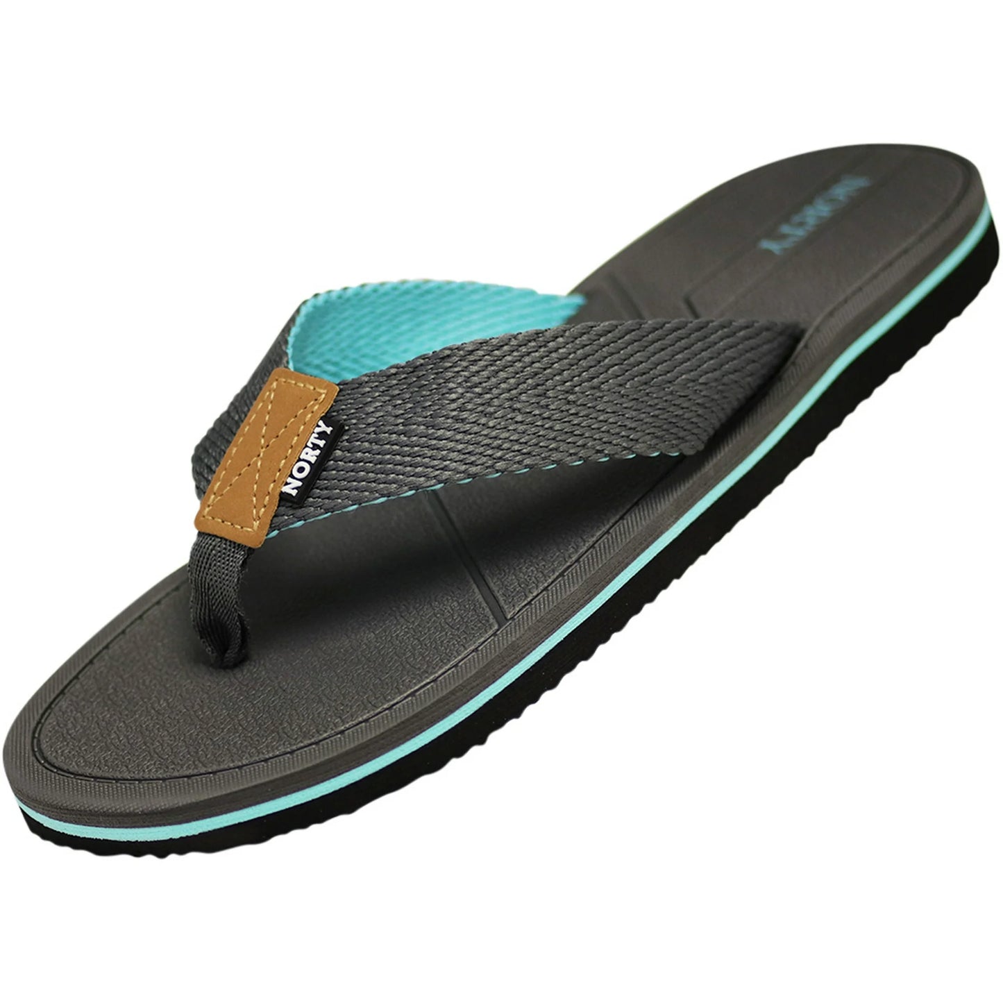 Norty Men's Flip Flop Sandal Grey Turquoise (11115)