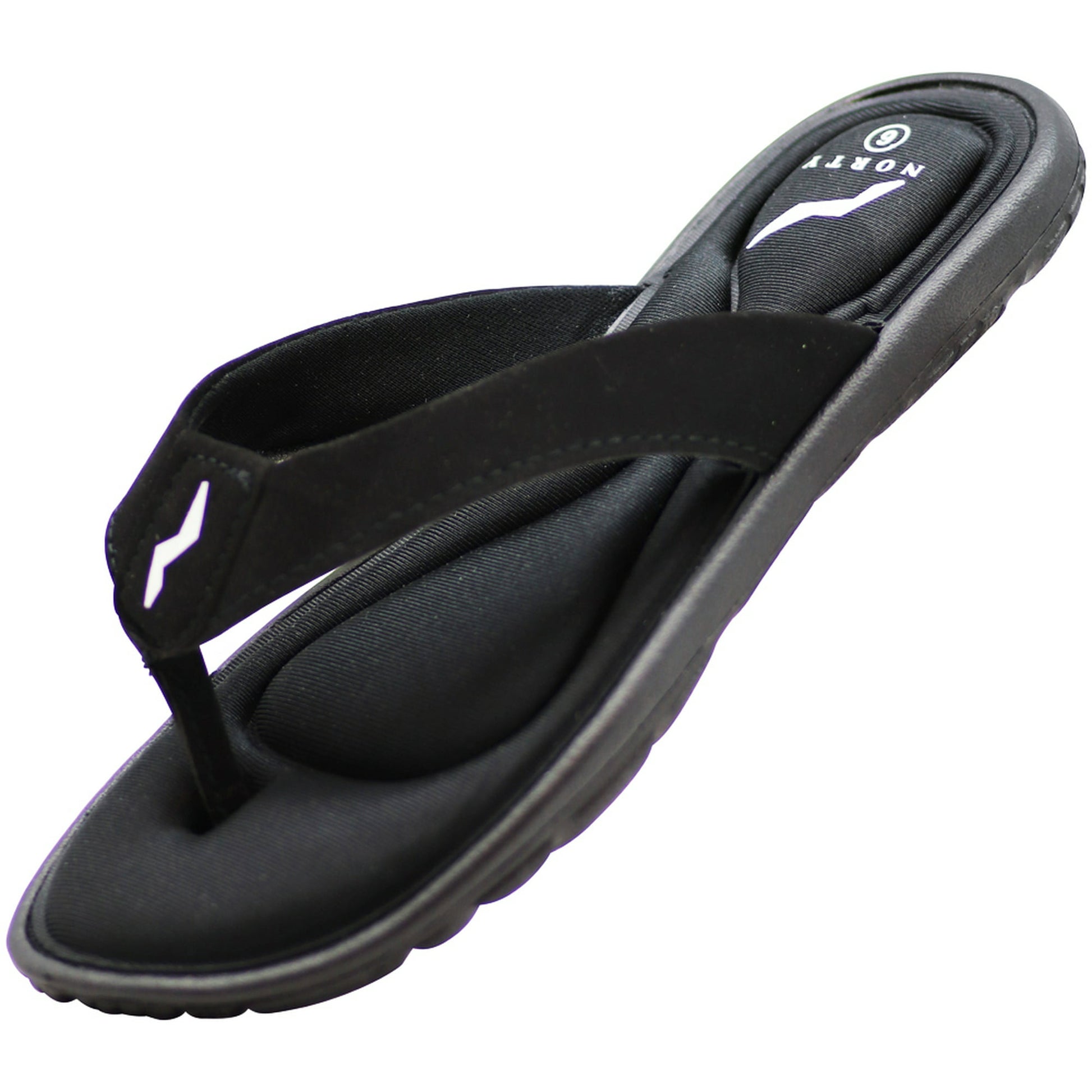 NORTY Mens Memory Foam Flip Flops Black (12120)