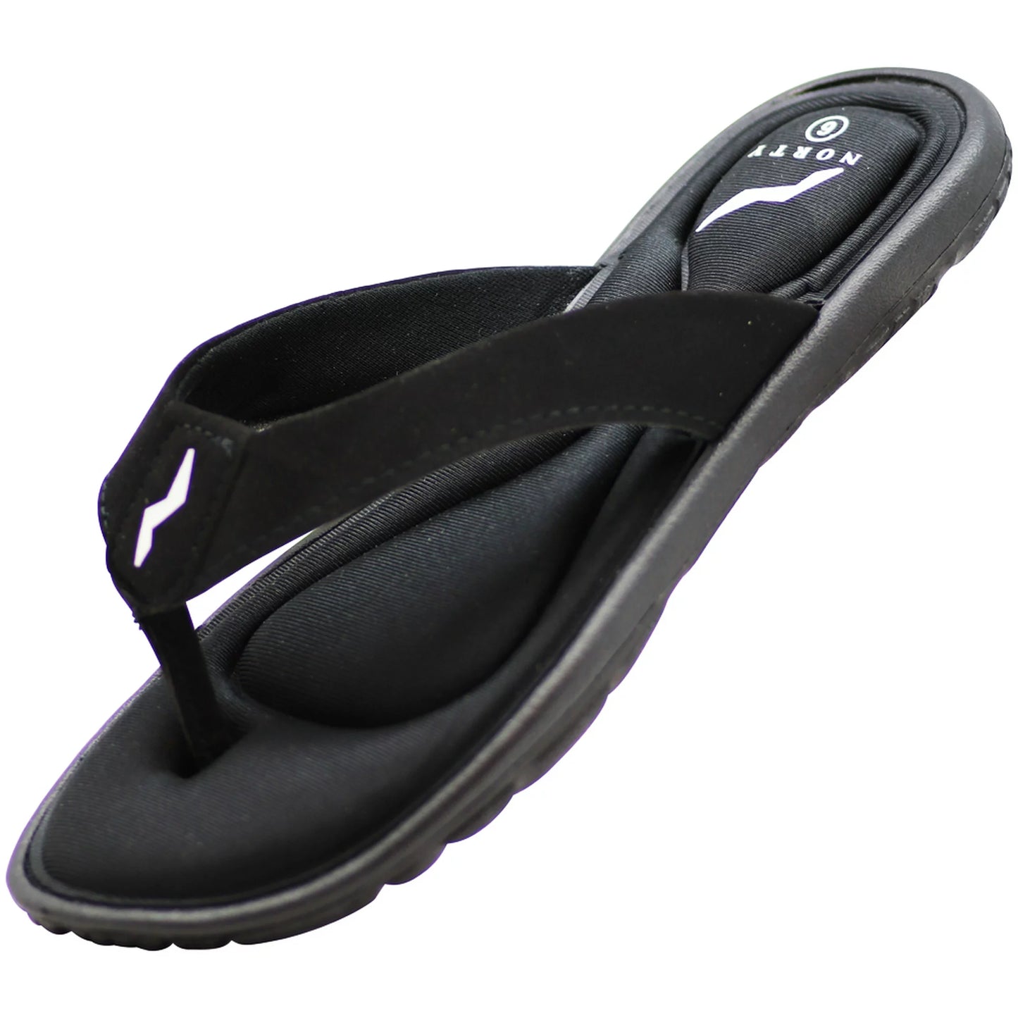 NORTY Womens Memory Foam Adult Female Flip Flops Black - (12115)