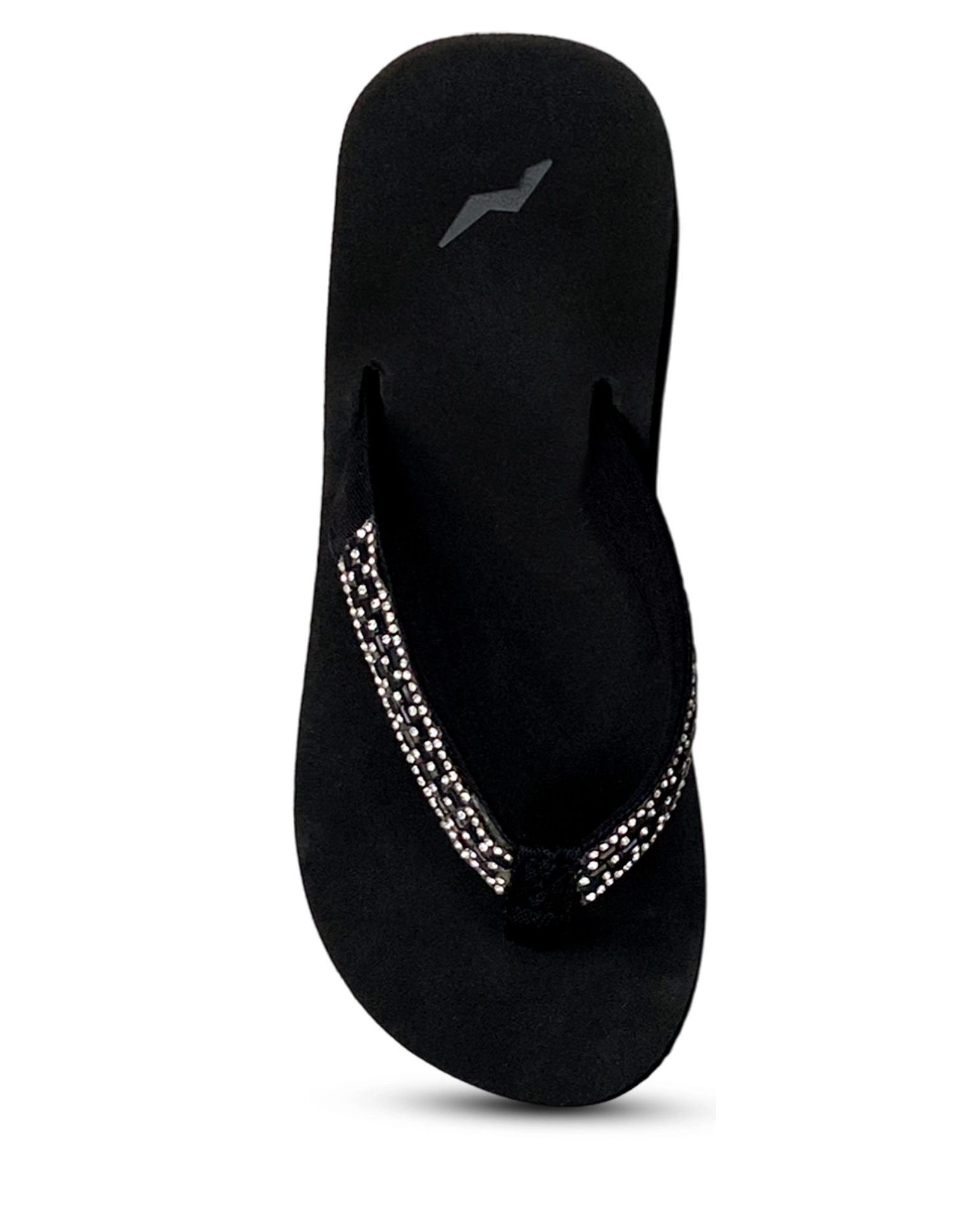 Norty Women's Rhinestone Wedge Sandal Flip Flop, Black (12056)