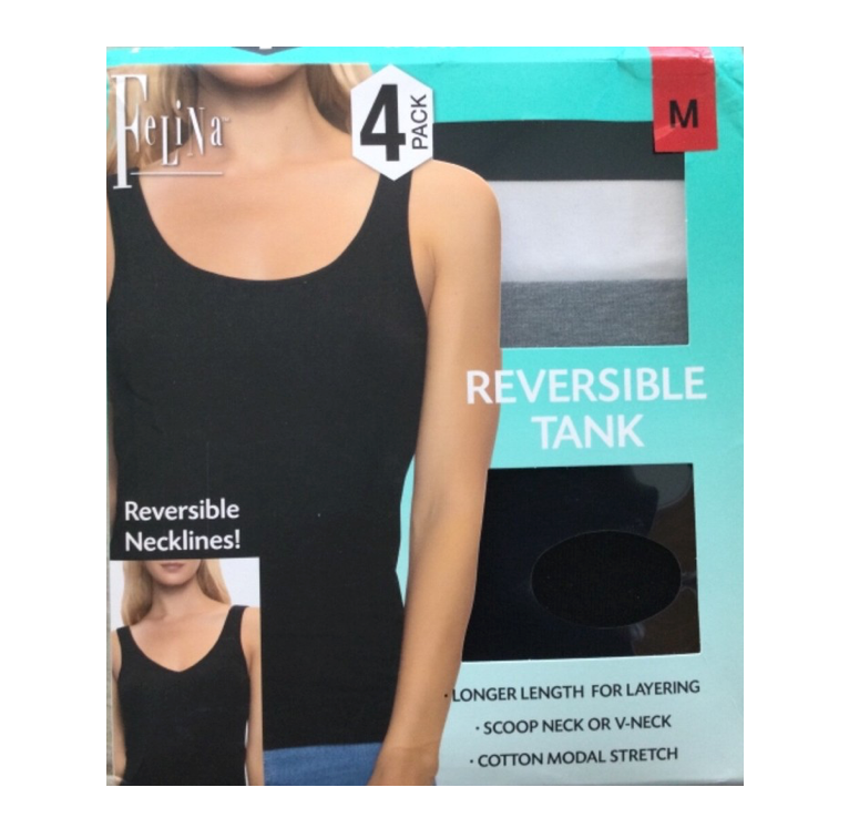 Felina Reversible Cotton Womens Tank Top | (4-Pack)