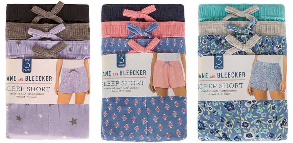 JANE & BLEECKER Ladies  Sleep Short, GEO Blue (3 Pack)