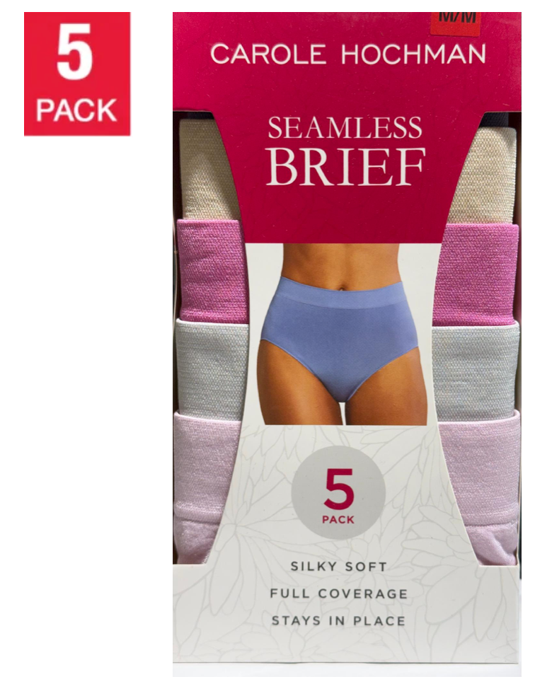 Carole Hochman Ladies' Seamless Brief - Assorted Colors (5-Pack)