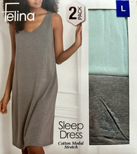 Felina Ladies' Cotton Modal Stretch Sleeveless Sleep Dress (2-pack)