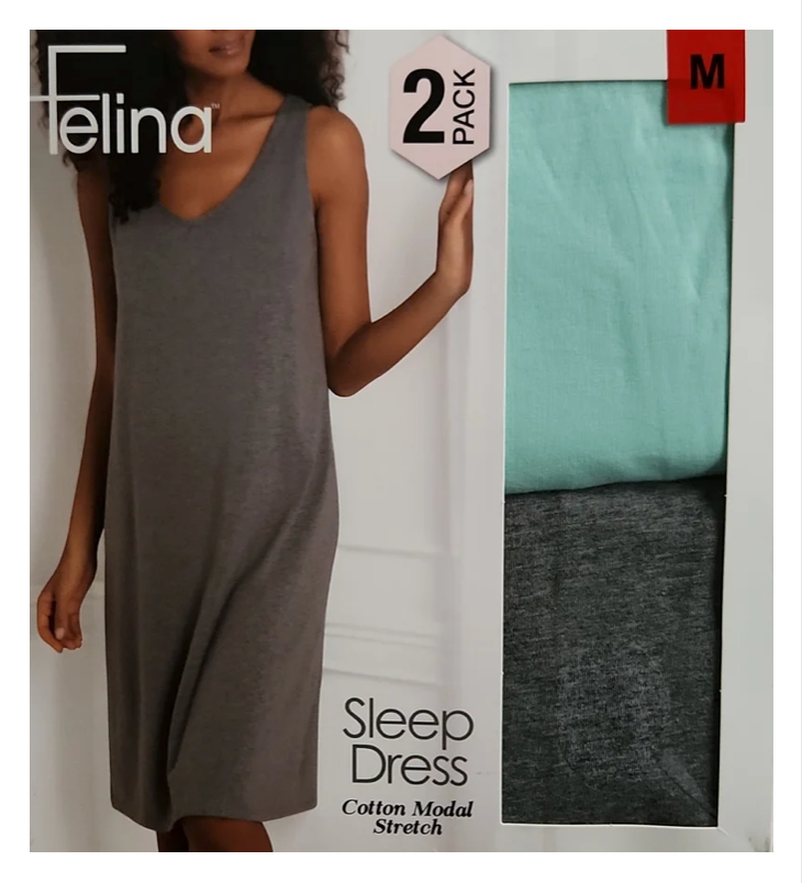Felina Ladies' Cotton Modal Stretch Sleeveless Sleep Dress (2-pack)