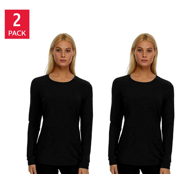 Felina Women's Long Sleeve Layering Crew Neck T-Shirts (2-pack)