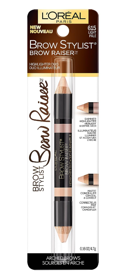 L'OREAL Cosmetics Stylist Brow Raiser Highlighter Duo, (615) Light