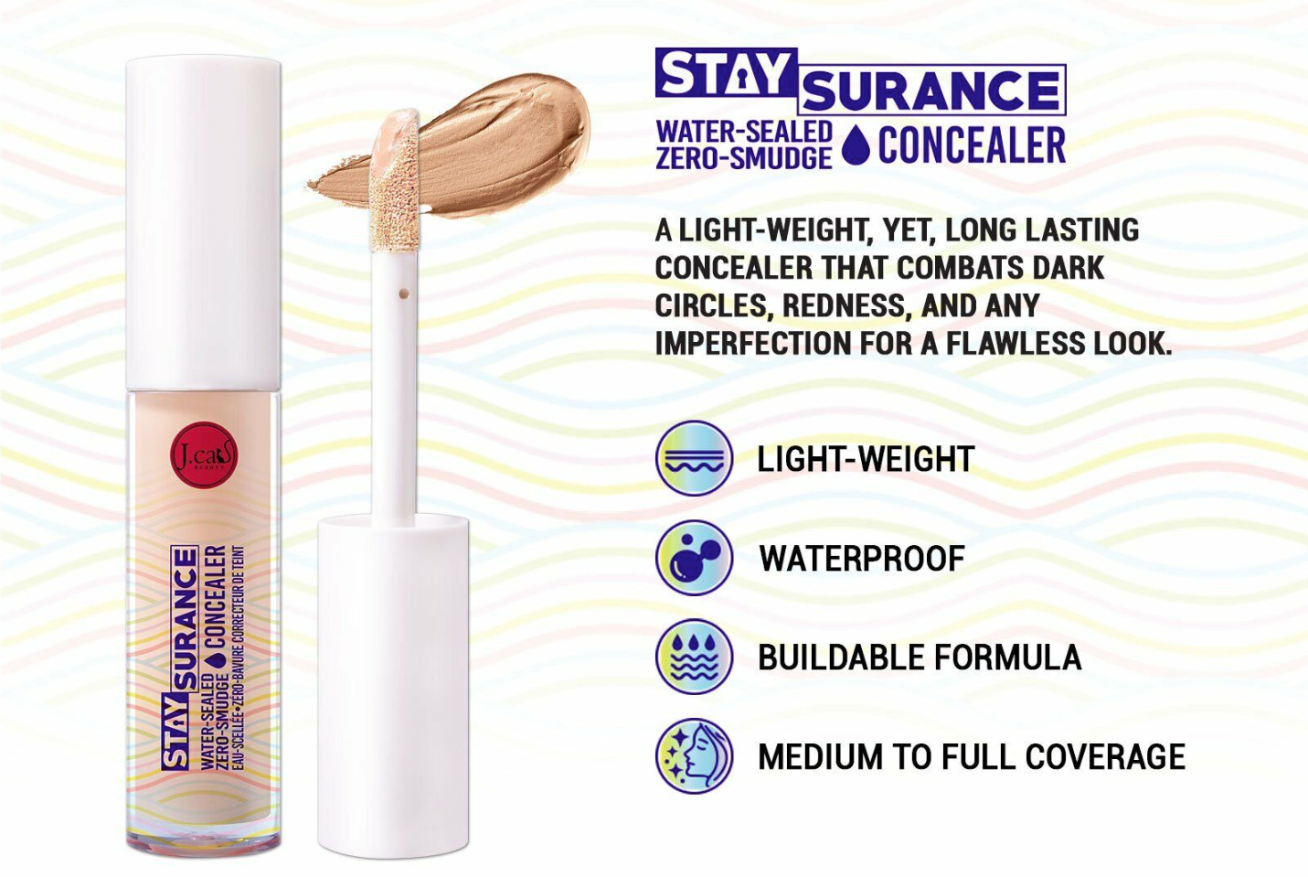 J.Cat Beauty Staysurance Water-Sealed, Zero-Smudge Concealer, (SHC115) Olea Island