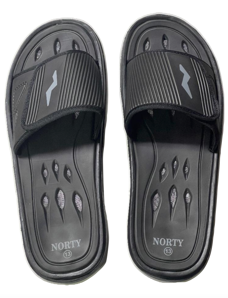 NORTY Young Men's Drainage Slide Sandal, (21006) Black