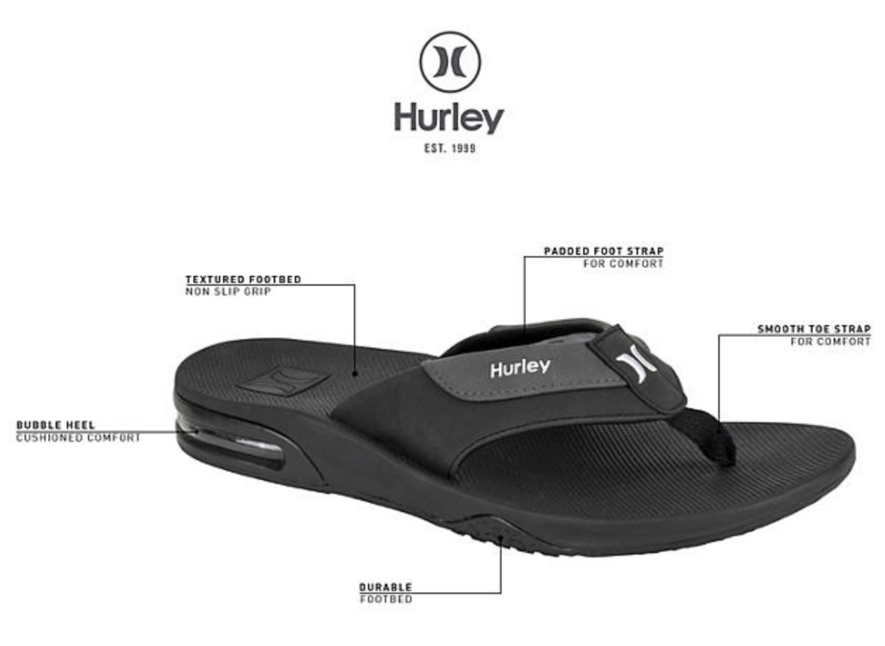 Hurley Men's Flip Flops, Black