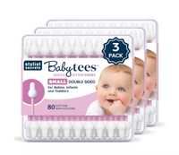 Stylist Secrets Baby Tees Small, 80 Cotton Applicators (3-Pack)