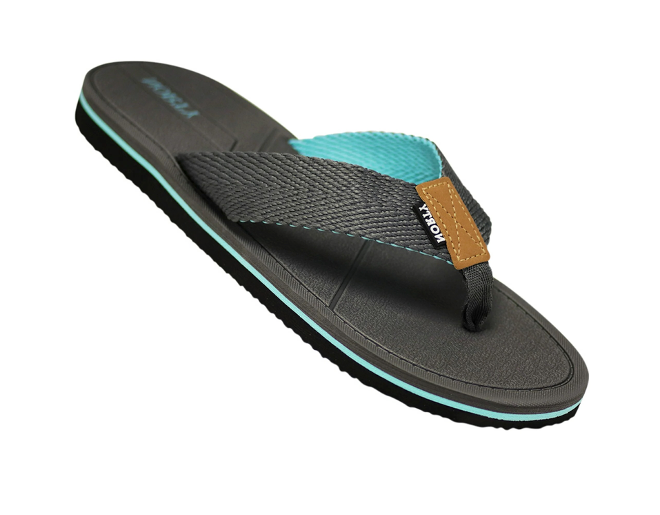 Norty Men's Flip Flop Sandal Grey Turquoise (11115)