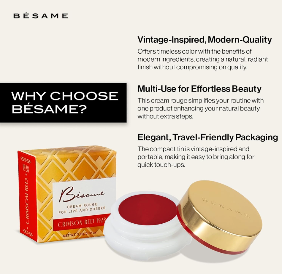 Besame Cosmetics Crimson Cream Rouge, (1976) Golden Peach