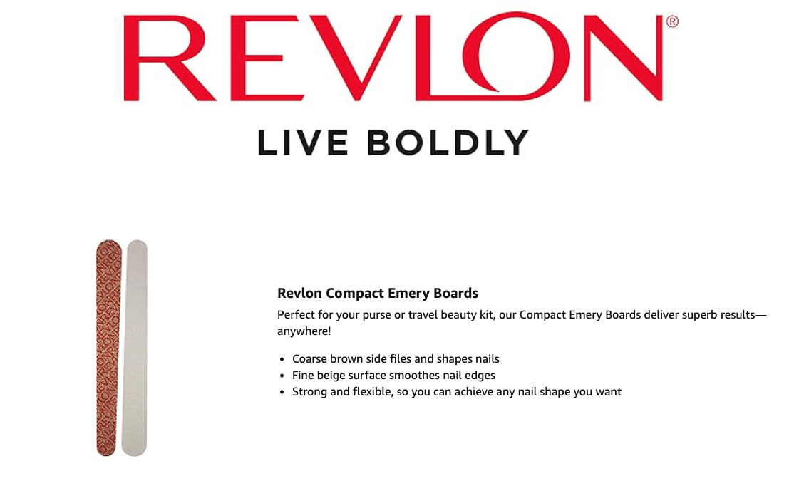 Revlon Compact Nail File, Dual Sided Emery Board to Smooth & Shape