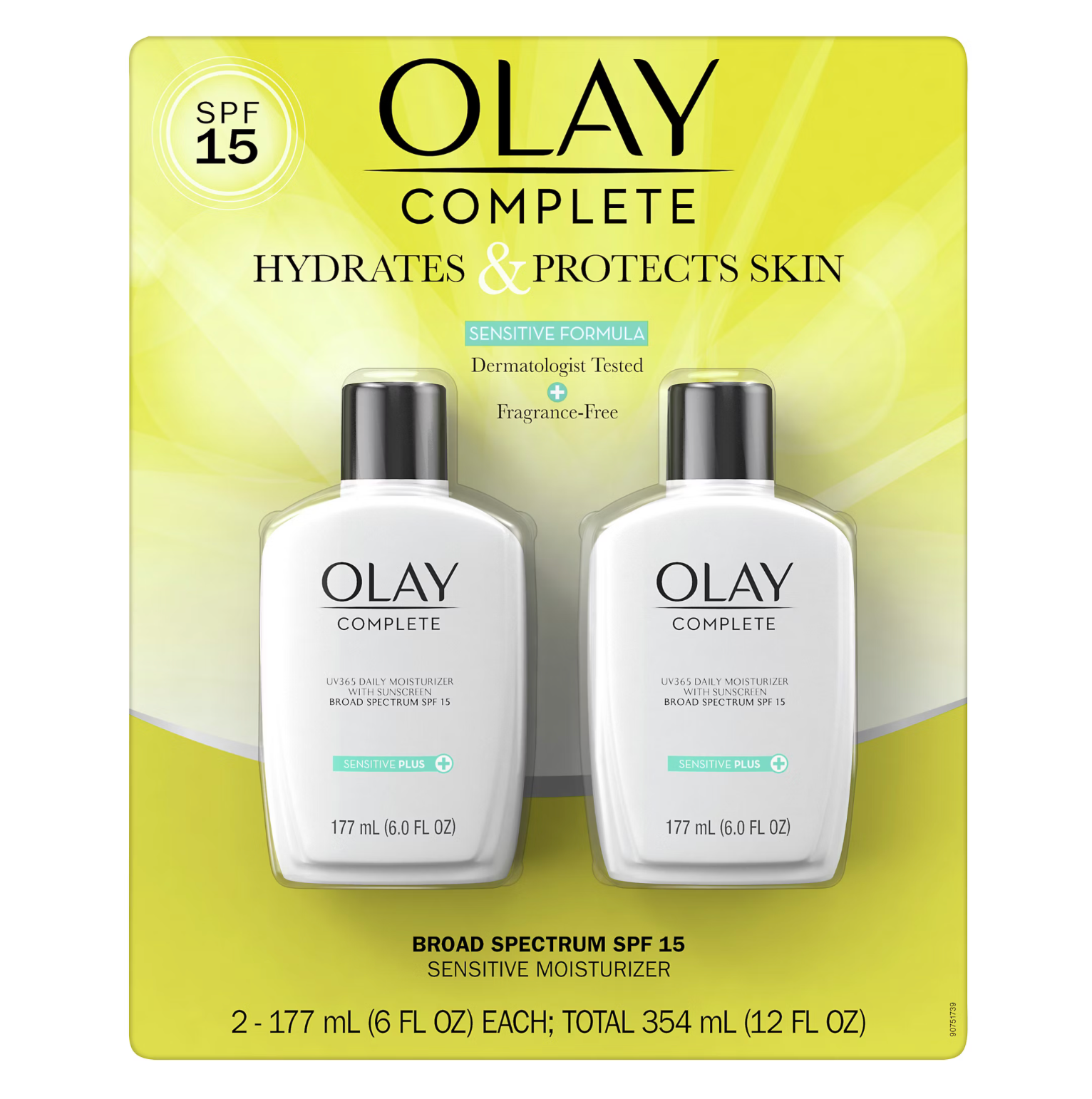 Olay Complete Sensitive Plus Face Moisturizer, SPF 15, 2 pk
