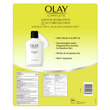 Olay Complete Sensitive Plus Face Moisturizer, SPF 15, 2 pk