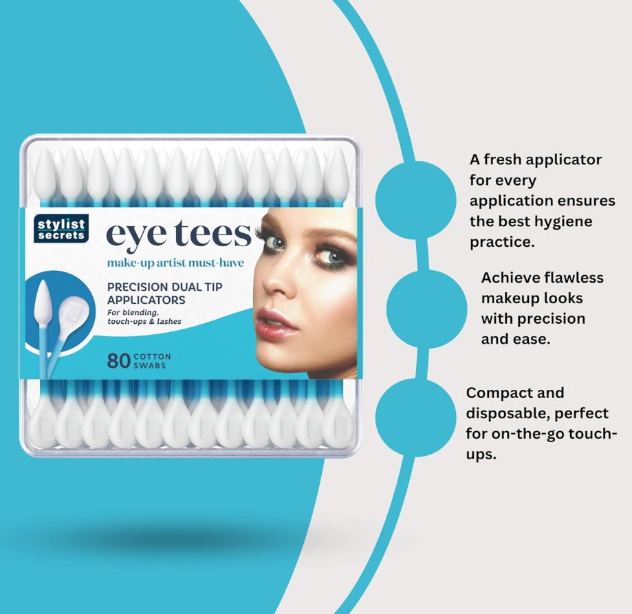 Stylist Secrets® Eye Tees Cotton Swabs tips (80 Count) (3-PACK)