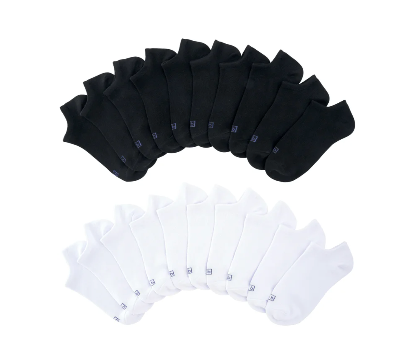 K Bell Women's No Show Sock - (Multi) Black/White (20-Pair)