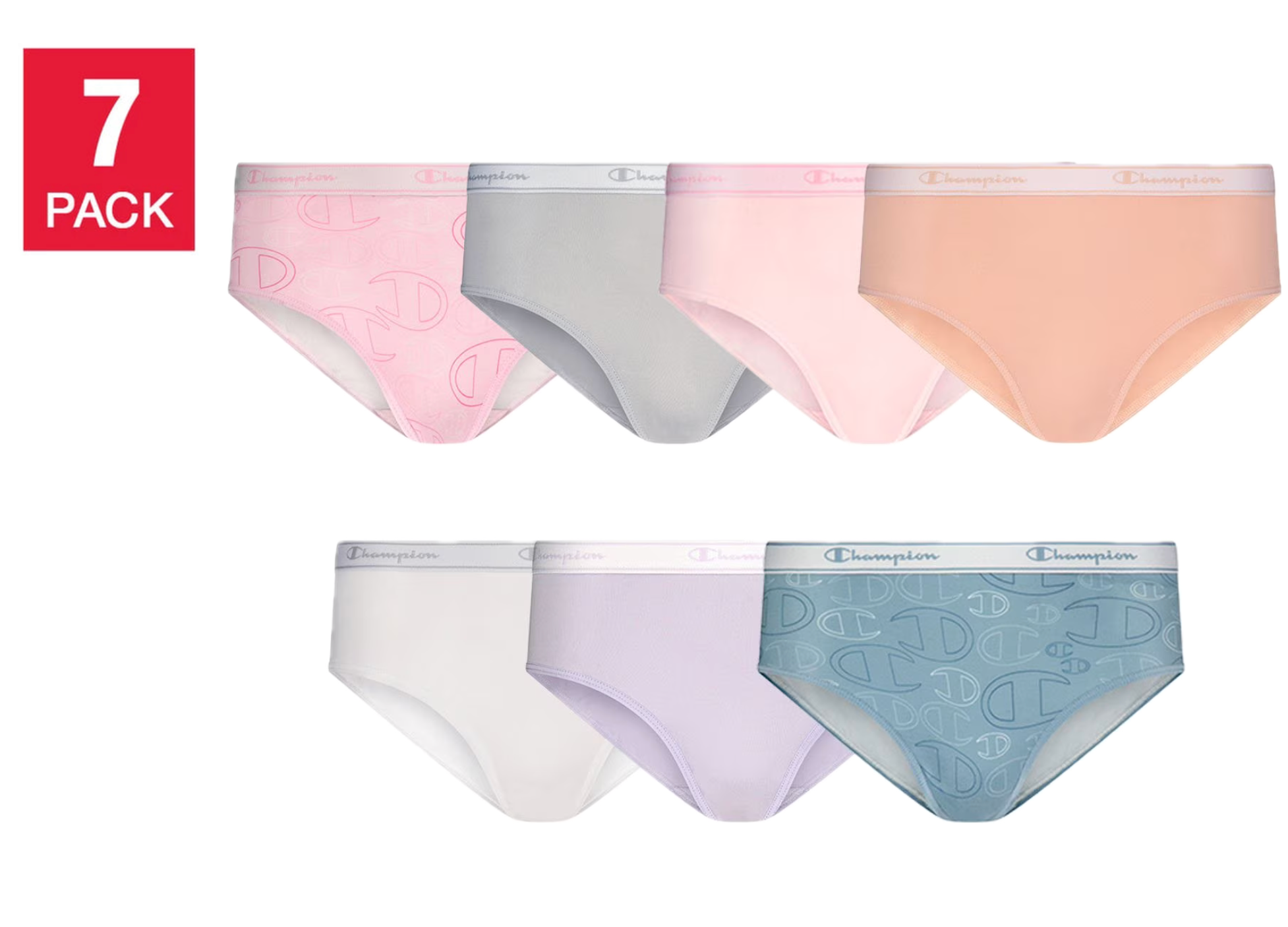 Champion Girls - Stretch Soft Brief, Pink-A-Boo Pack (7-Pack)
