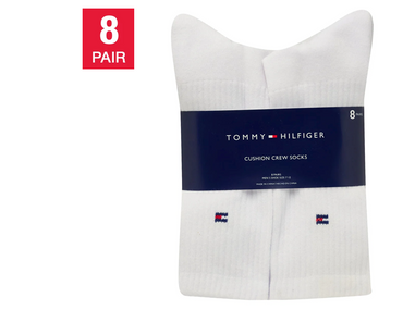 Tommy Hilfiger Men's Casual Crew Sock,  White (8-Pair)