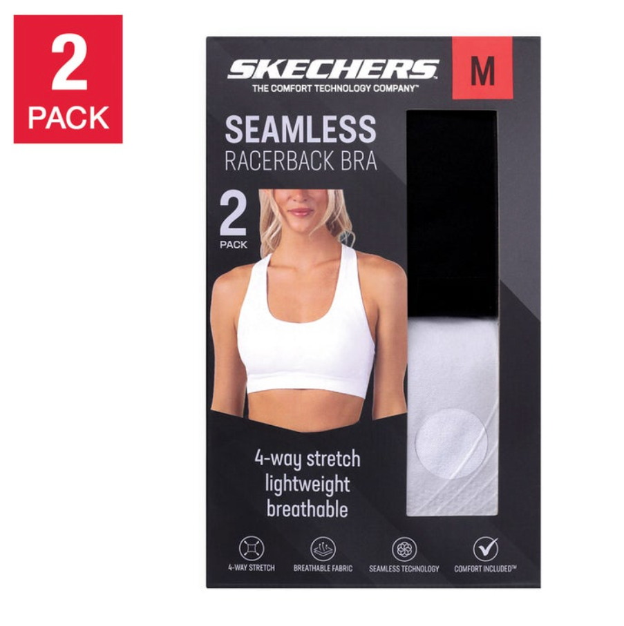 Skechers Women's Seamless Racerback Sports Bra, (2-pack)