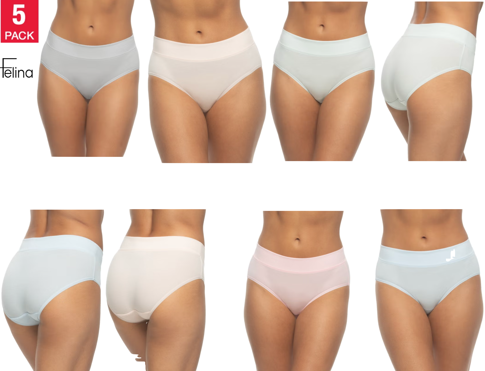 Felina Women's Pima Cotton Hipster, Assorted Colors (5-Pack)