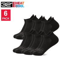 32 Degrees Women's Cool Comfort Ankle Running Socks, Black (6-Pack)