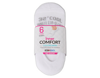 32 Degrees Women's Cool Comfort No-Show Socks, White (6-Pack)
