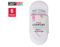 32 Degrees Women's Cool Comfort No-Show Socks, White (6-Pack)