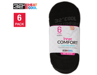 32 Degrees Women's Cool Comfort No-Show Socks, Black (6-Pack)